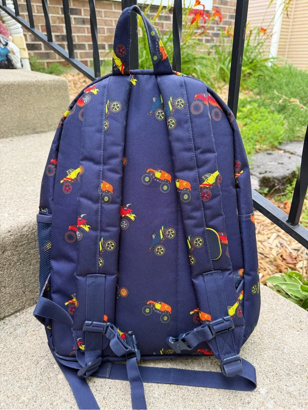 Herschel Kids' Navy Backpack with Yellow Zipper and Monster Truck Print